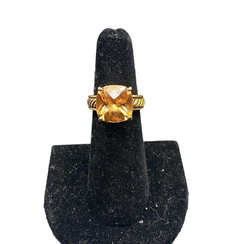 Lia Sophia Tequila gold tone ring with cushion cut gold   center stone